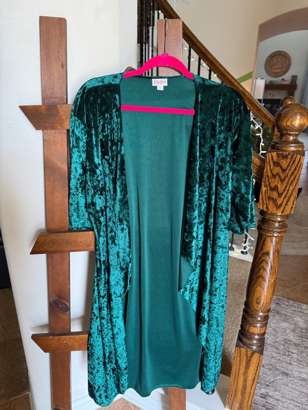 LuLaRoe Emerald Crushed Velvet Duster